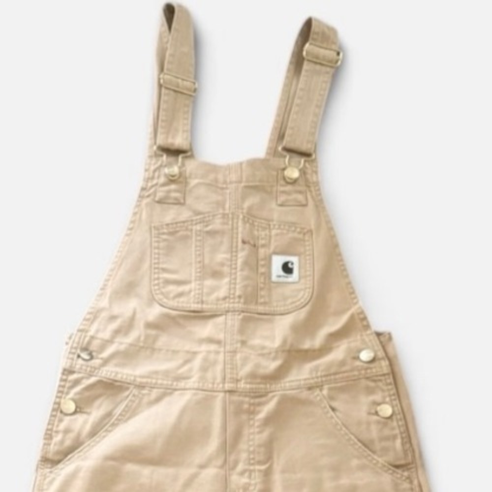 Carhartt WIP Bib Overall Womens XS 28" Inseam Stretch Canvas Tapered Tan